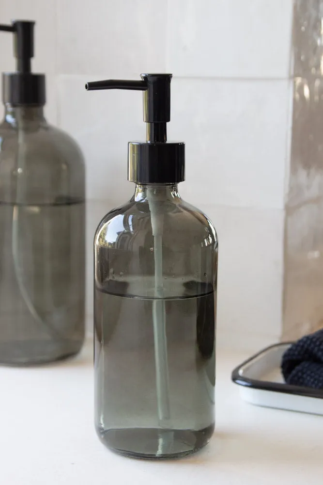 Smoked Glass Soap Dispenser Bottle - 2 Sizes Available