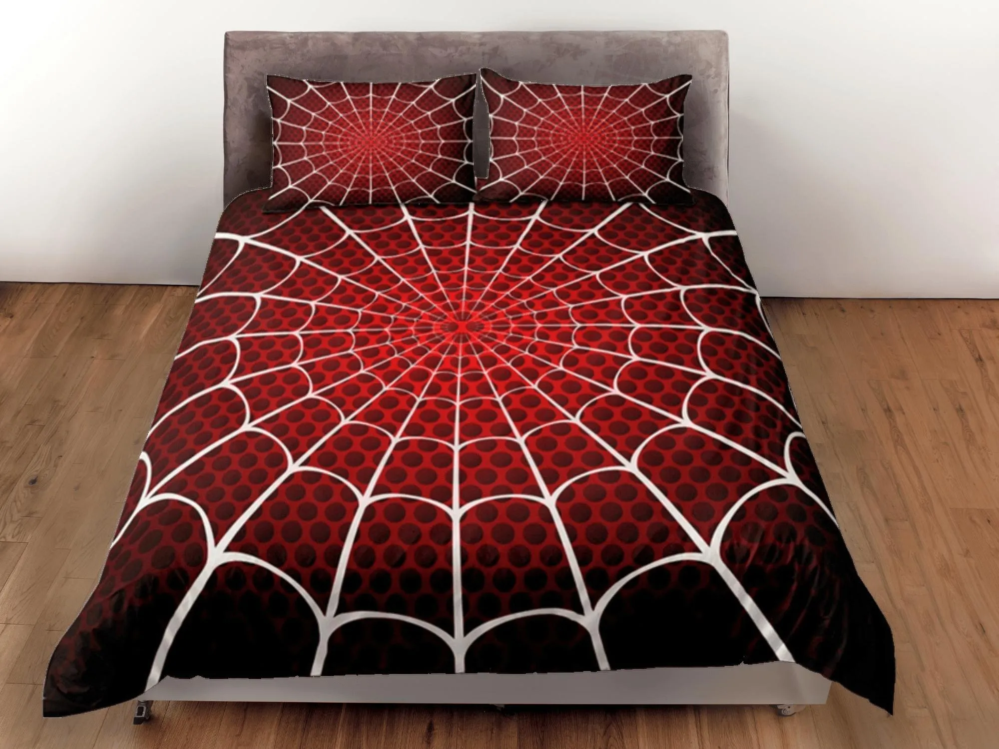 Spider Web Red Duvet Cover Set Bedspread, Teen Kids Bedding with Pillowcase