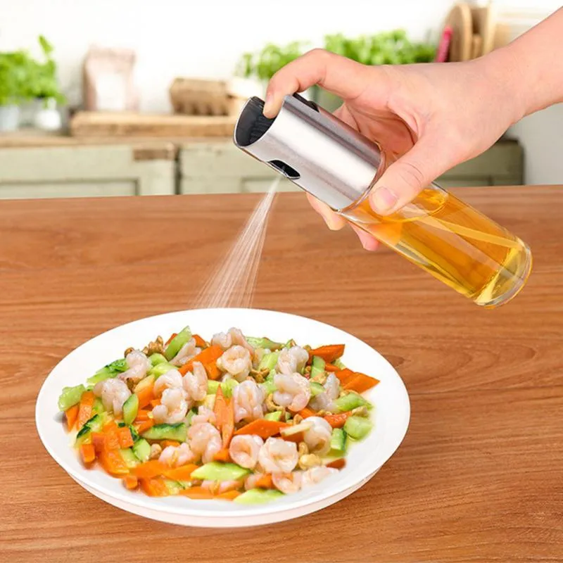 Stainless Steel Oil Bottle Glass Oiler Barbecue Spray Bottle Kitchen Gadgets Cooking Accessories Tools Kitchenware Cozinha Inox