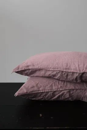 STANDARD FLAX LINEN PILLOWCASE PAIR - DUSKY ROSE