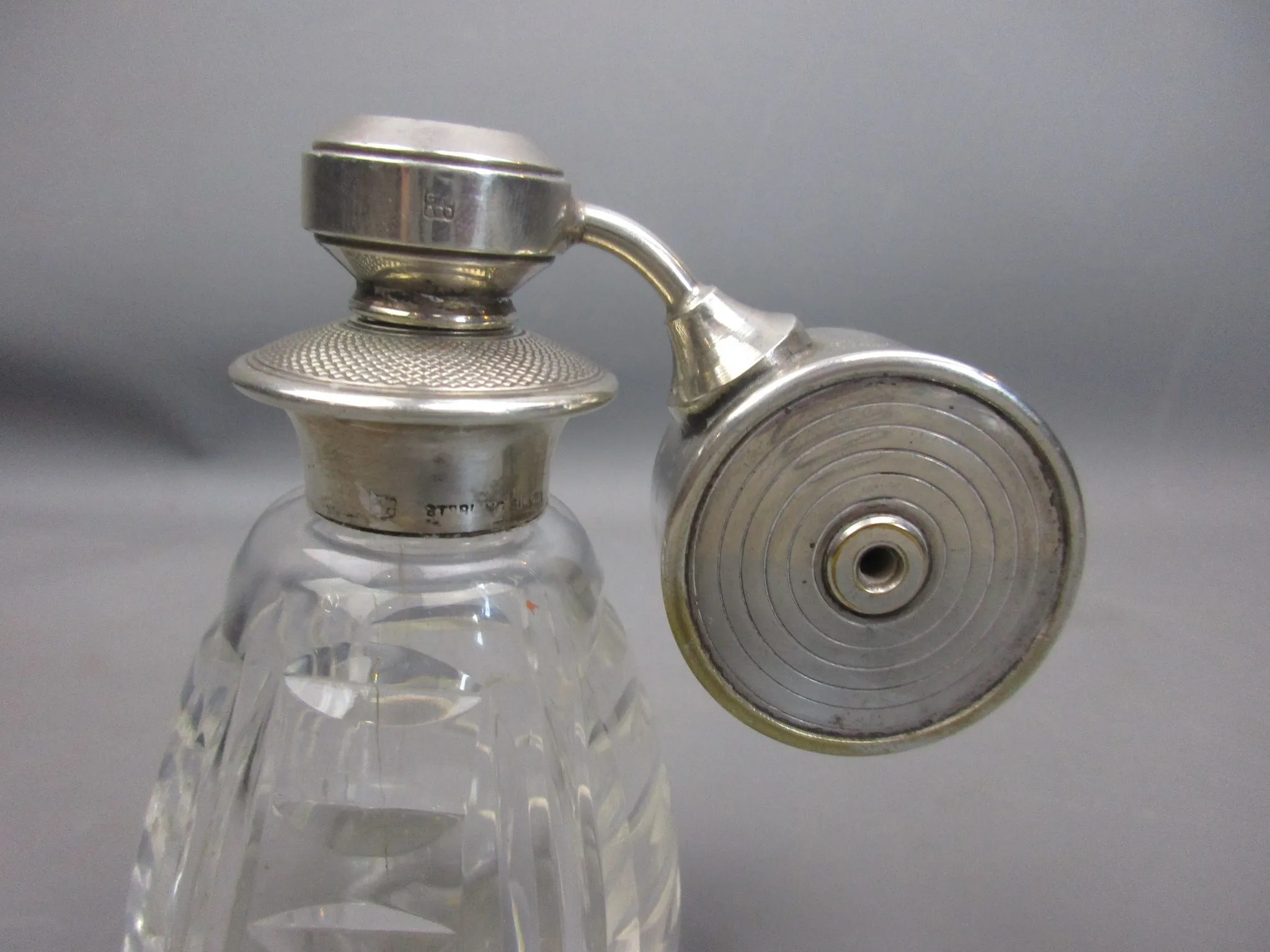 Sterling Silver & Glass Atomiser Perfume Bottle Antique c1930