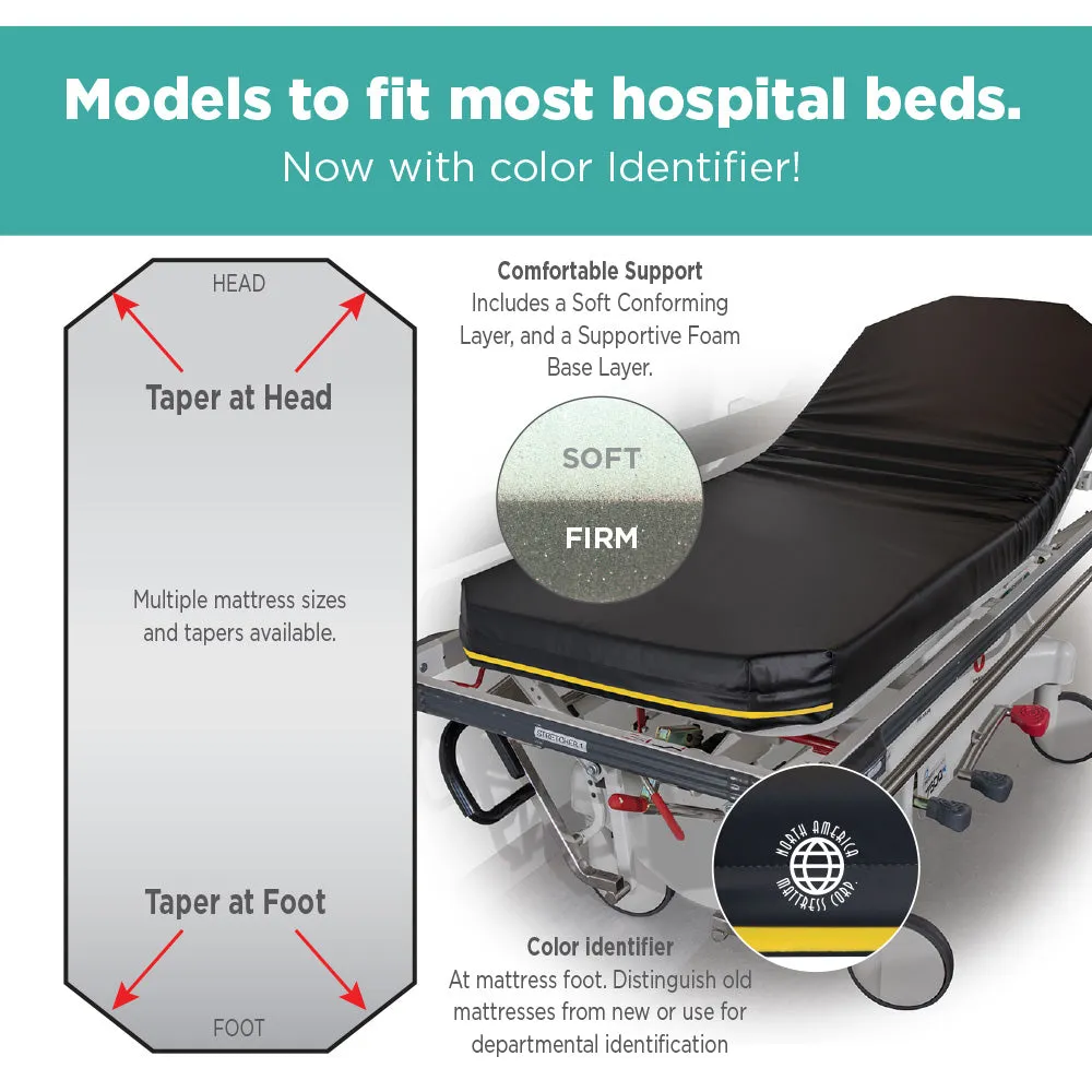 Stryker Transport 1010 - 4" Standard Stretcher Pad with Color Identifier (26"w)