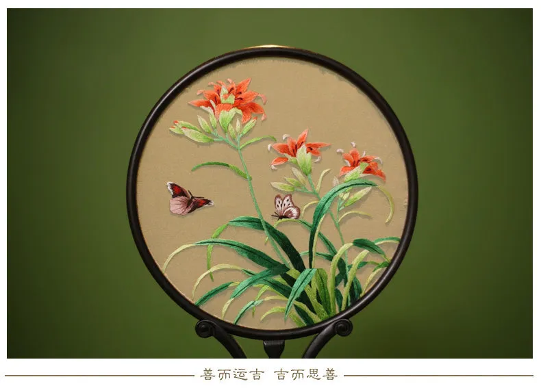 Suzhou Embroidery Silk Handmade Embroidery Hangzhou Folding Fan 0230