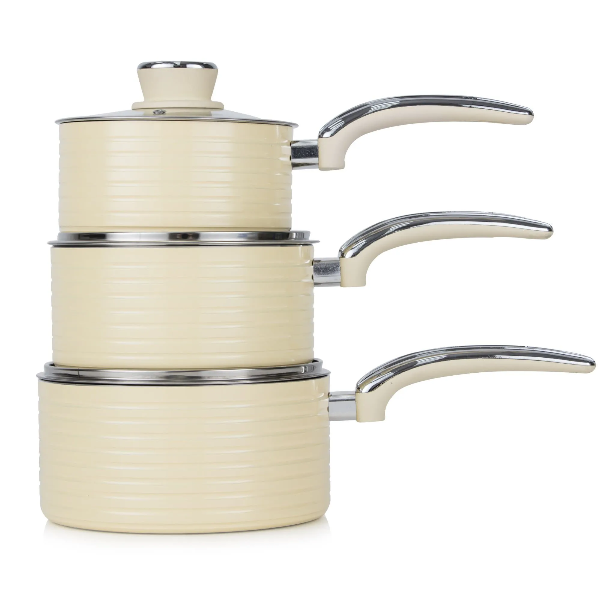 Swan Retro 3 Piece Saucepan Set