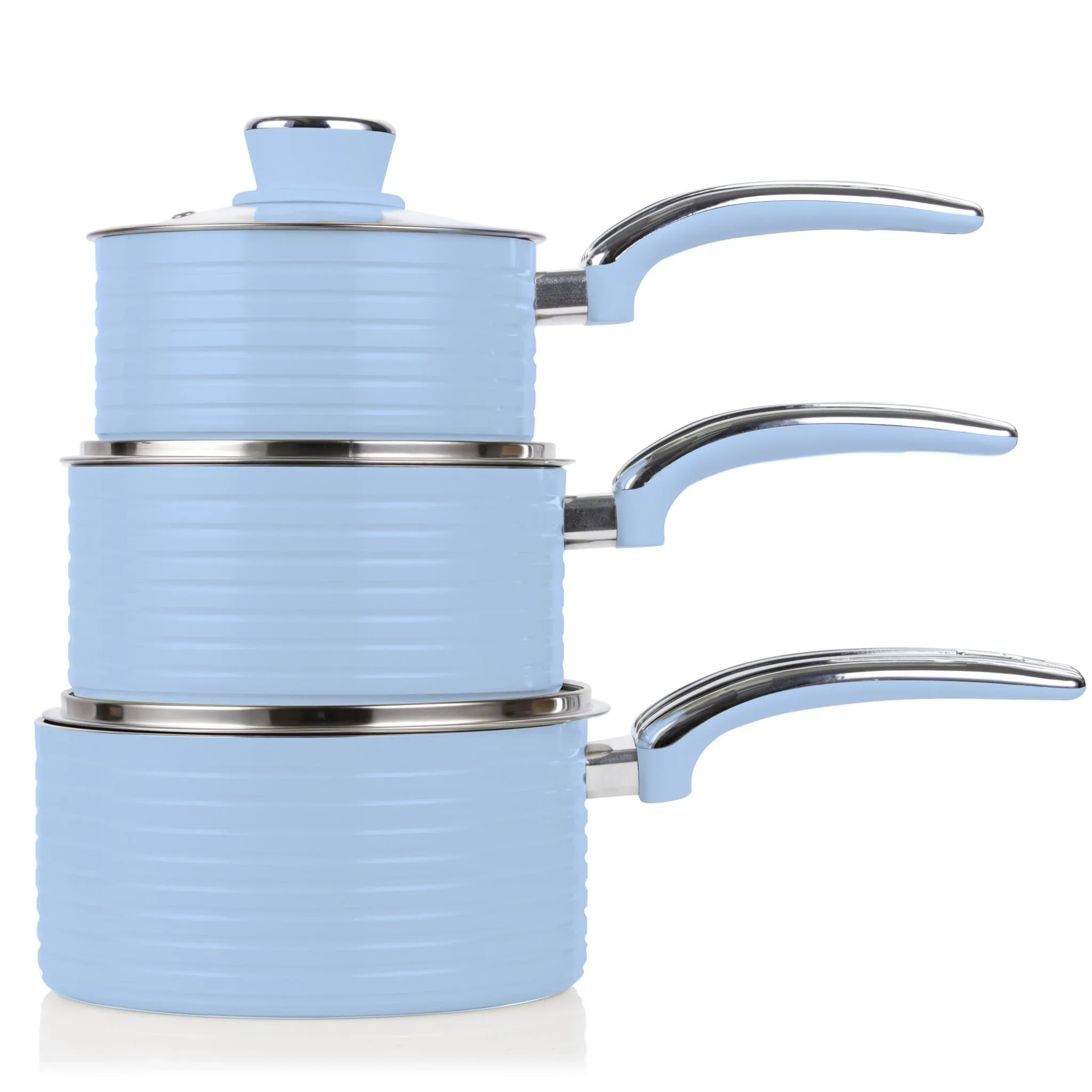 Swan Retro 3 Piece Saucepan Set