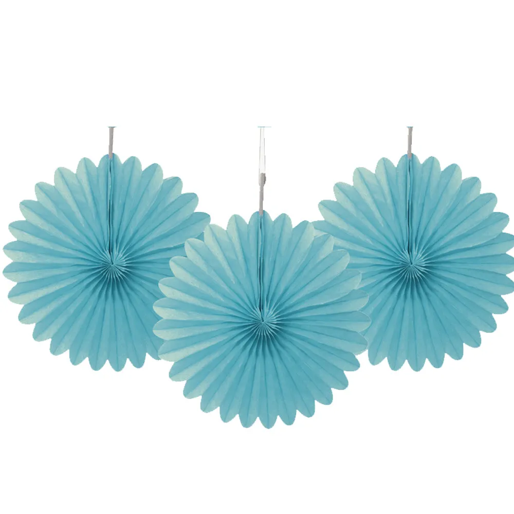 Teal Decorative Tissue Fans - 15.2cm - Pack of 3