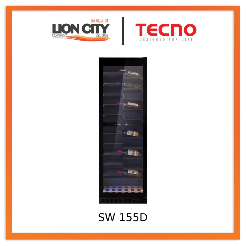 Tecno SW 155D 143-Bottle Built-in Wine Chiller (Full Black) SW155D