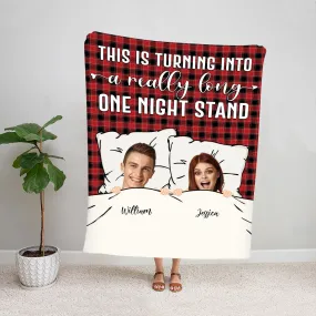 Teesdily | Couple Personalized Blanket With Faces One Night Stand Sherpa Blanket Christmas Valentine Warm Blanket Funny Xmas Bedroom Decor For Couple