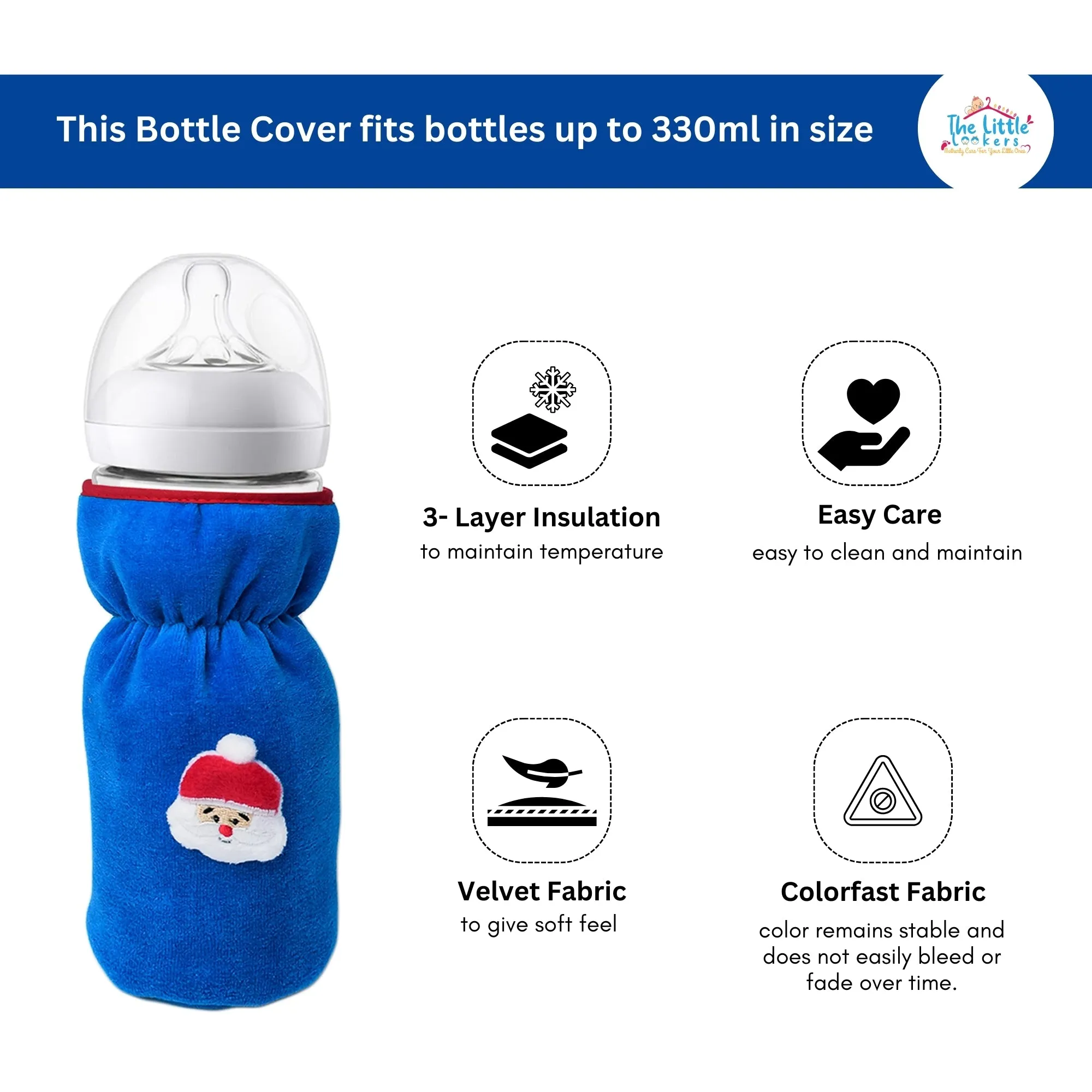 THE LITTLE LOOKERS Bottle Cover for Philips Avent/Wide Neck Feeders Soft Plush Stretchable Baby Feeding Bottle Cover with Easy to Hold Strap Wide Neck 240-330ml/8-11OZ