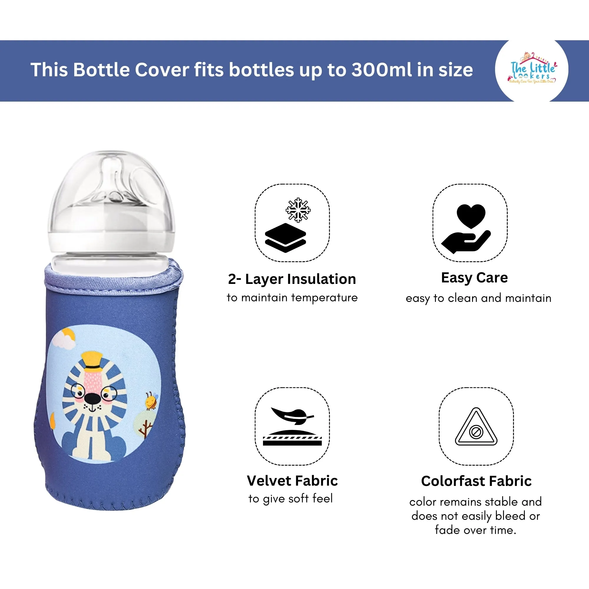 THE LITTLE LOOKERS Cute Animated Patterned Soft Stretchable Baby Feeding Bottle Cover for 125ml, 150ml to 240ml (Pack of 1)