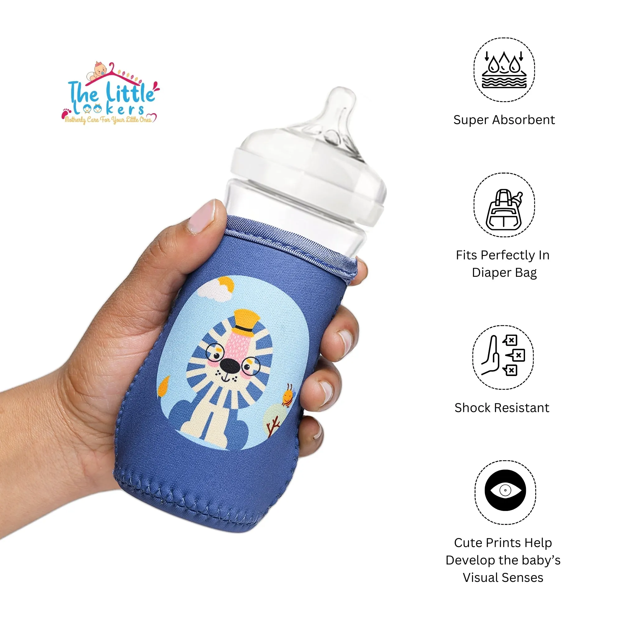 THE LITTLE LOOKERS Cute Animated Patterned Soft Stretchable Baby Feeding Bottle Cover for 125ml, 150ml to 240ml (Pack of 1)