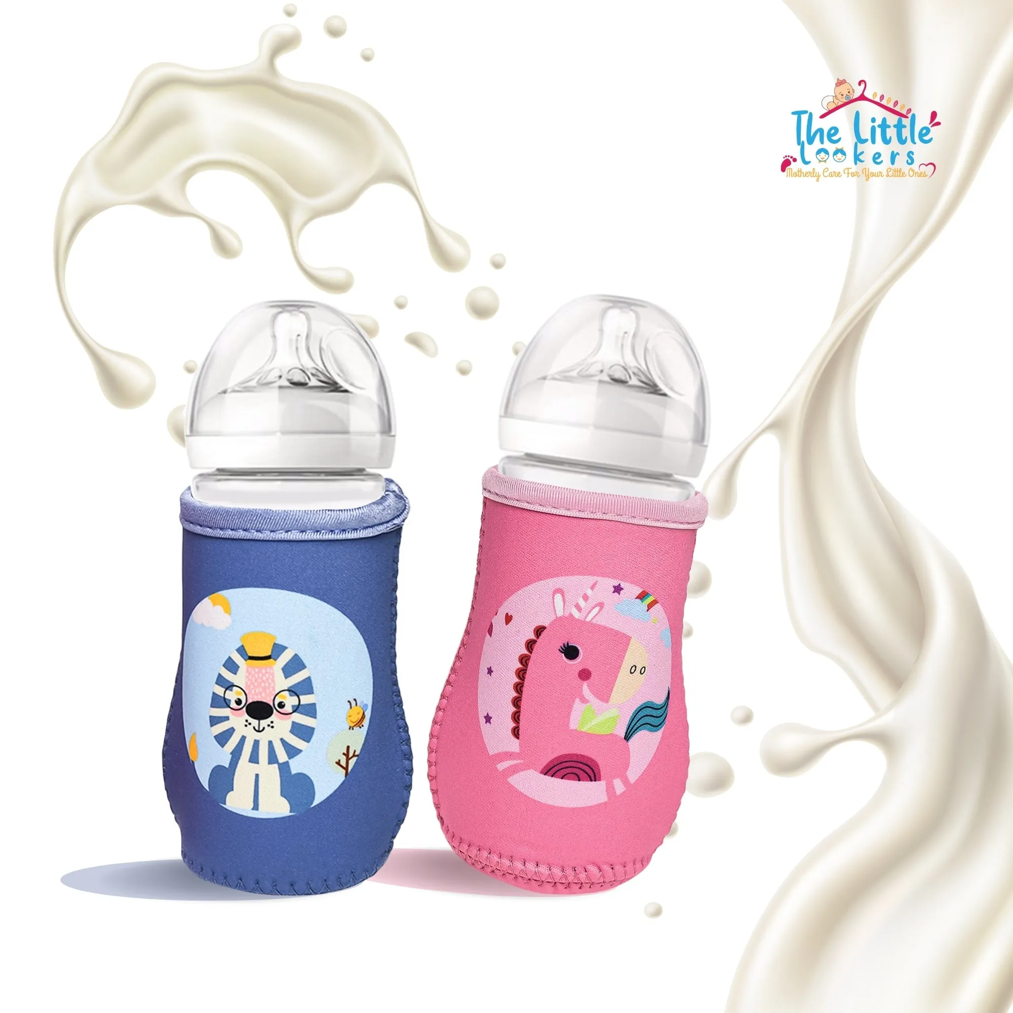 THE LITTLE LOOKERS Cute Animated Patterned Soft Stretchable Baby Feeding Bottle Cover for 125ml, 150ml to 240ml (Pack of 1)