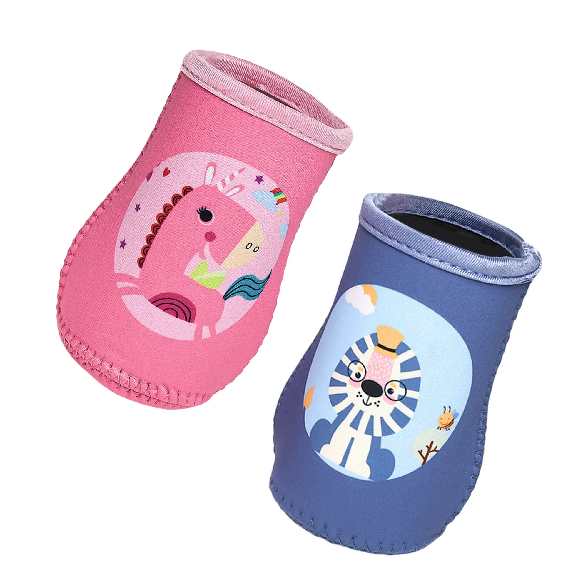 THE LITTLE LOOKERS Cute Animated Patterned Soft Stretchable Baby Feeding Bottle Cover for 125ml, 150ml to 240ml (Pack of 2)