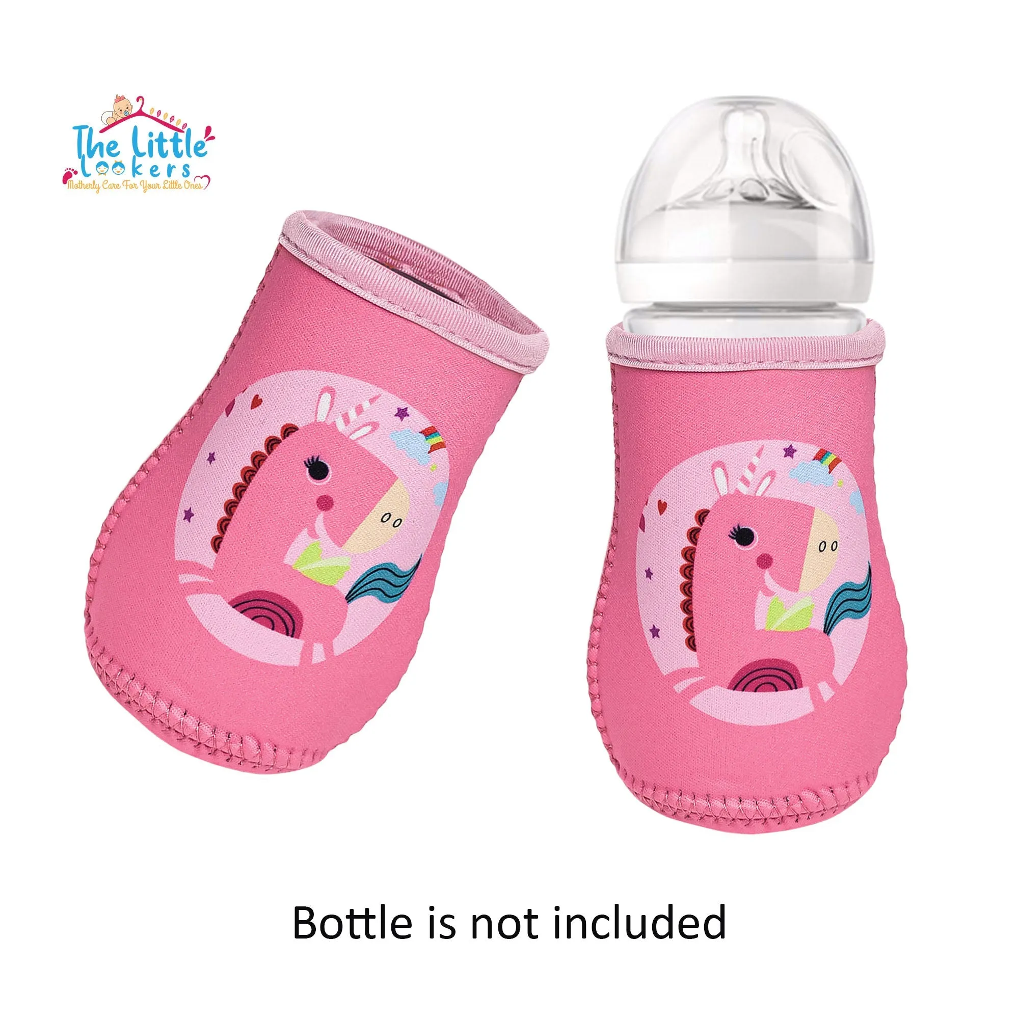 THE LITTLE LOOKERS Cute Animated Patterned Soft Stretchable Baby Feeding Bottle Cover for 125ml, 150ml to 240ml (Pack of 2)