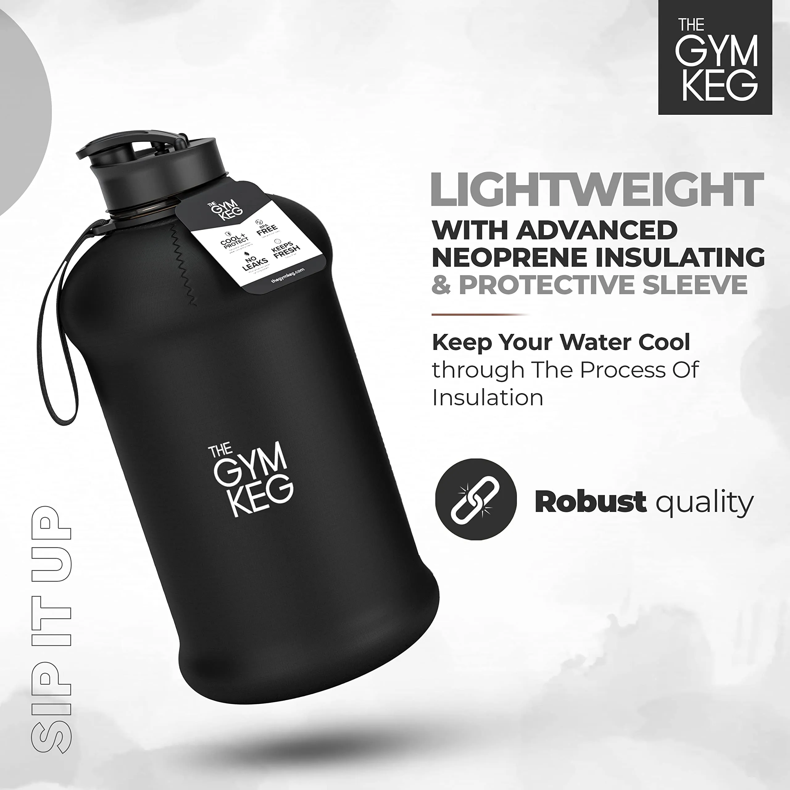 The Sports Water Bottle 2.2 L Insulated | Half Gallon | Carry Handle | Big Water Jug