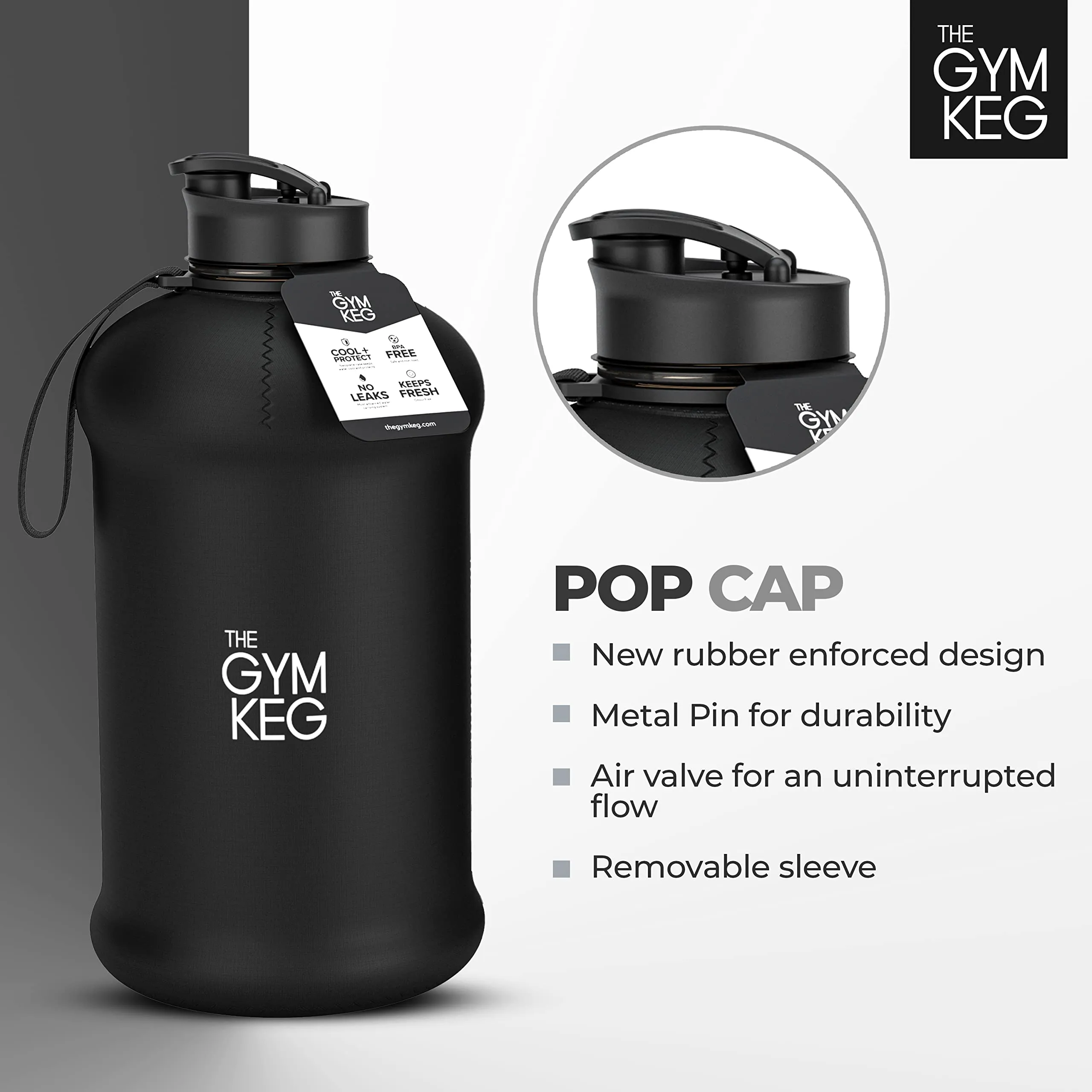 The Sports Water Bottle 2.2 L Insulated | Half Gallon | Carry Handle | Big Water Jug