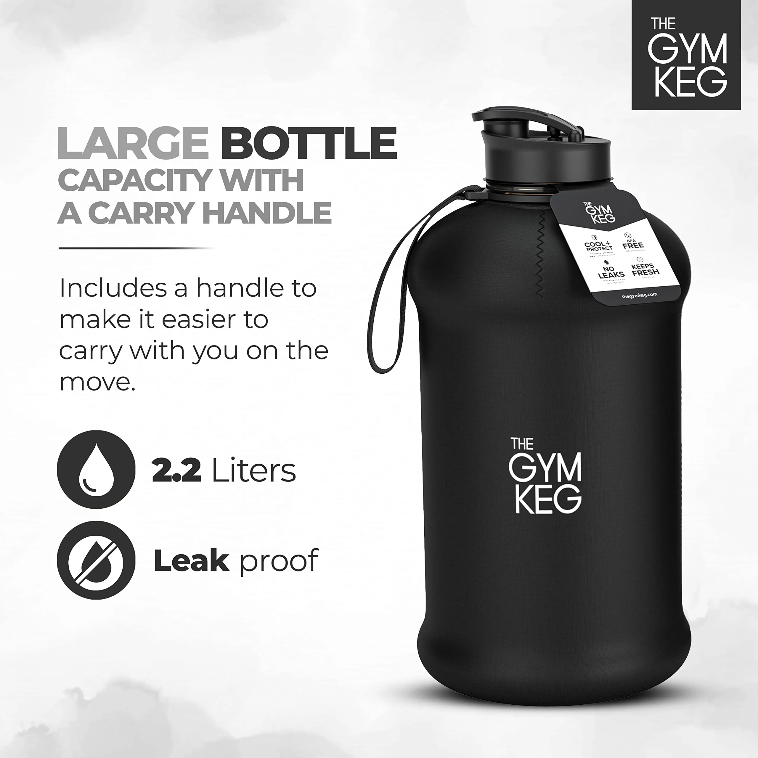 The Sports Water Bottle 2.2 L Insulated | Half Gallon | Carry Handle | Big Water Jug