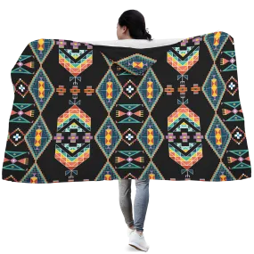 Travois Tipi Black Hooded Blanket