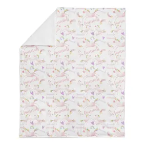 Unicorn Watercolor Personalized Name Minky Blanket