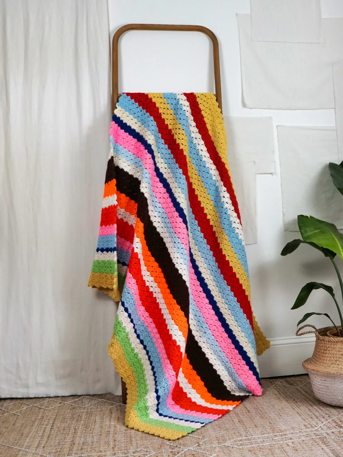 Vintage Rainbow Stripe Blanket