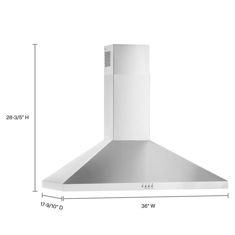 Whirlpool WVW53UC6LS 36" Chimney Wall Mount Range Hood