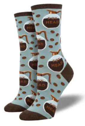 Women's Pot Head Crew Sock - Steel Blue